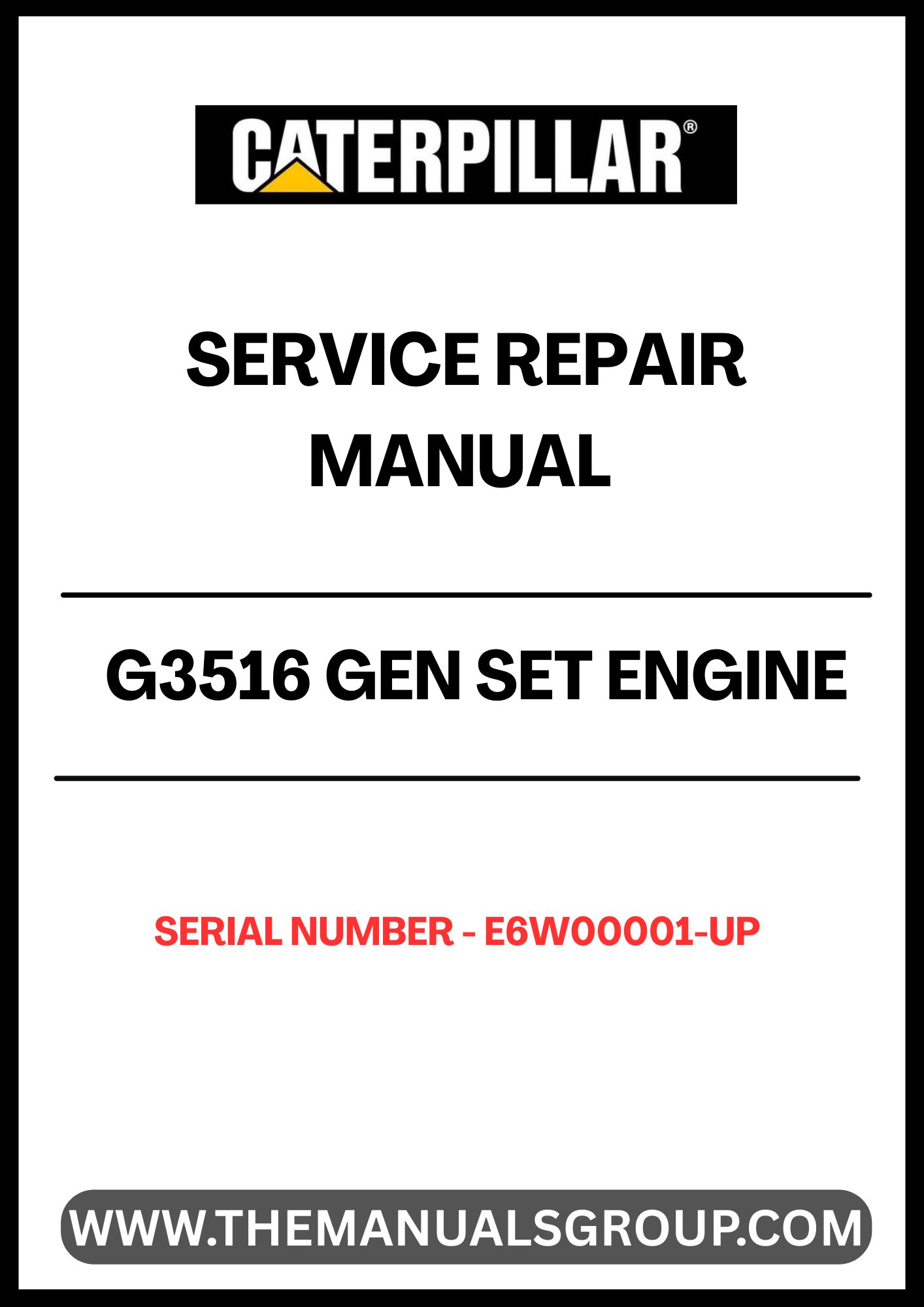 Ensure your CAT G3516 Gen Set Engine operates at peak performance with the comprehensive Service Repair Manual, specifically designed for serial numbers E6W00001 and up. This manual is an essential resource for technicians and operators, providing detailed instructions and insights into maintenance, troubleshooting, and repair procedures.