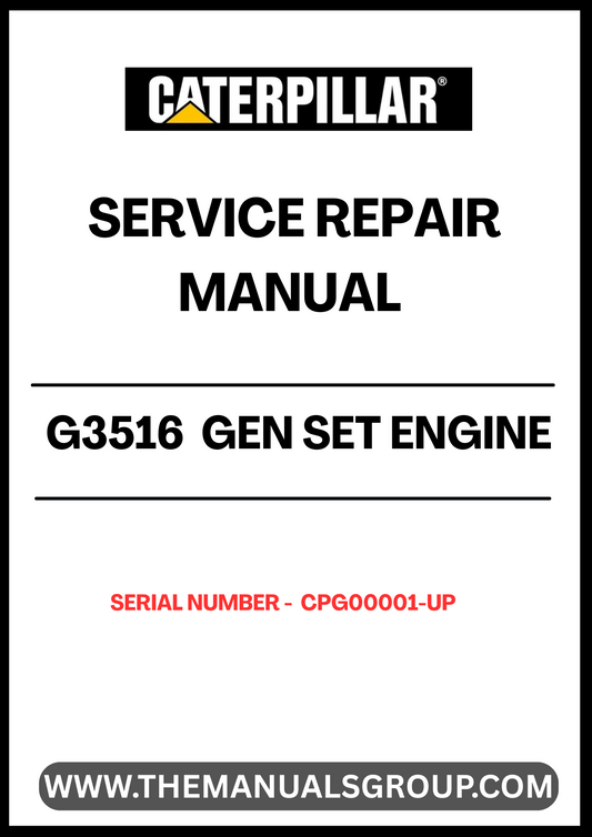 Enhance the performance and longevity of your CAT G3516 Gen Set Engine with our comprehensive Service Repair Manual, specifically designed for serial numbers CPG00001 and up. This manual is an essential resource for technicians and operators, providing detailed instructions and insights to ensure your engine runs smoothly and efficiently.
