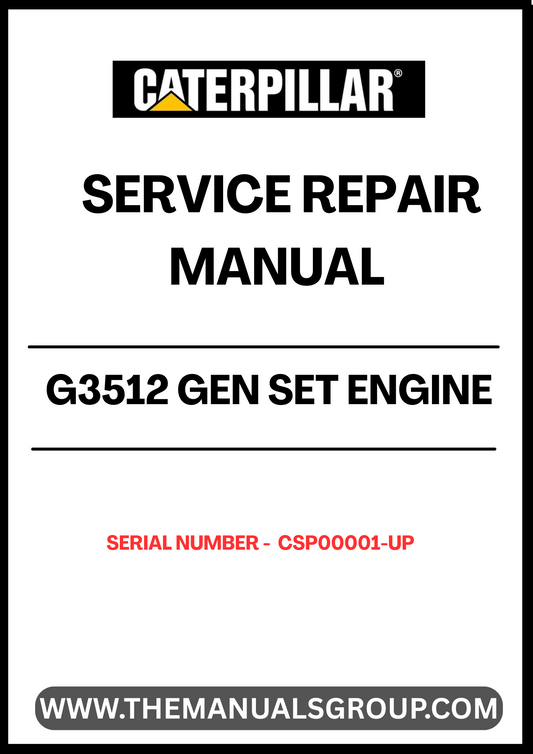 Ensure your CAT G3512 Gen Set Engine operates at peak performance with the comprehensive Service Repair Manual, specifically designed for serial numbers CSP00001 and up. This manual is an essential resource for technicians and operators, providing detailed instructions and insights into maintenance and repair procedures.