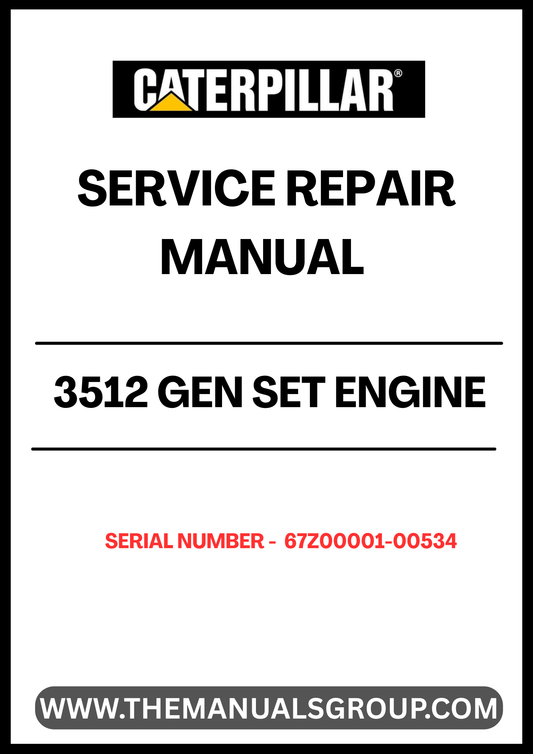 Discover the essential CAT 3512 Gen Set Engine Service Repair Manual, specifically designed for serial numbers 67Z00001-00534. This comprehensive guide is your go-to resource for maintaining and repairing your engine, ensuring optimal performance and longevity.