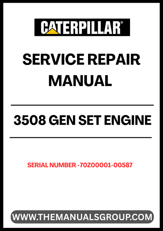 Unlock the full potential of your CAT 3508 Gen Set Engine with our comprehensive Service Repair Manual, specifically designed for serial numbers 70Z00001-00587. This manual is an essential resource for technicians and operators, providing detailed instructions and insights to ensure optimal performance and longevity of your engine.
