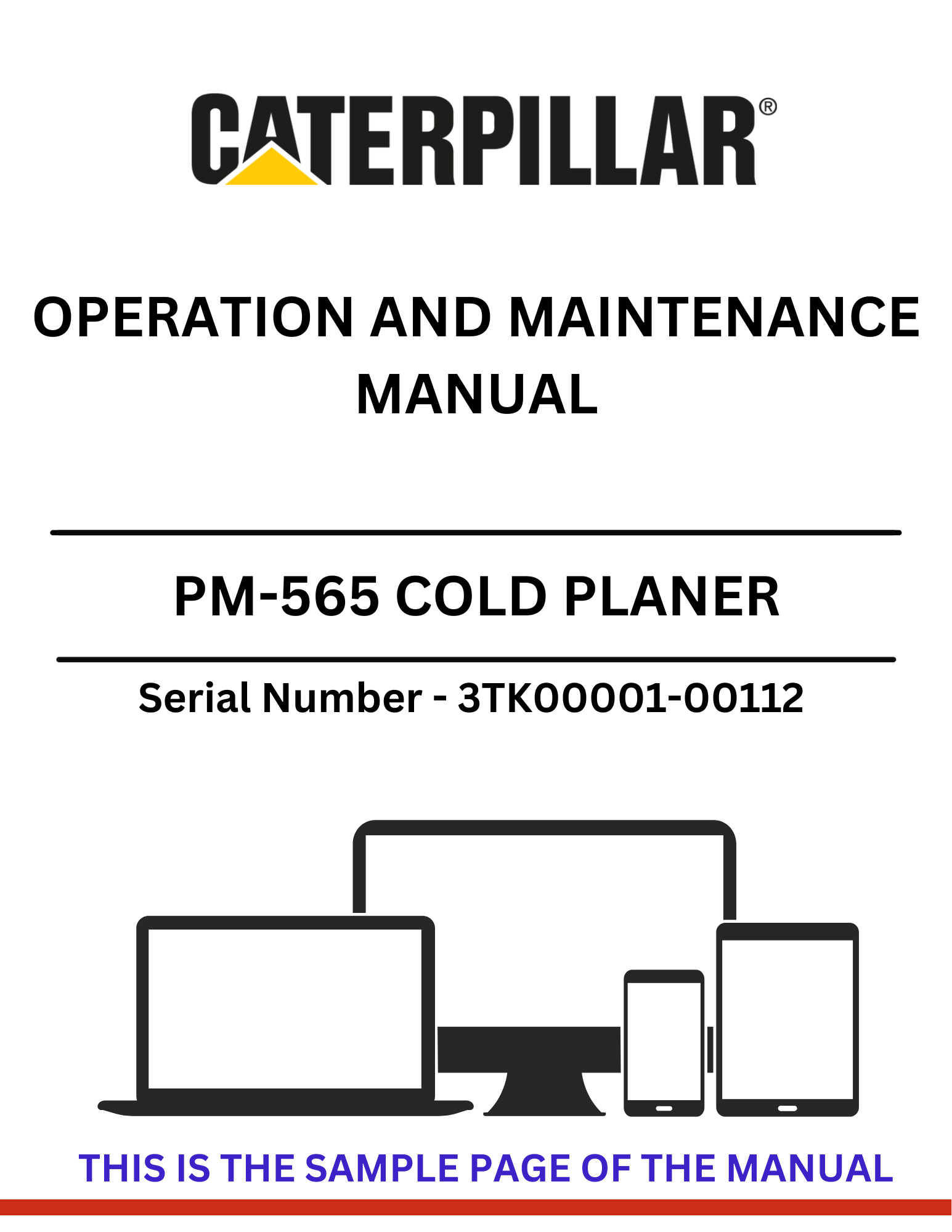 Discover the CAT PM-565 Cold Planer Operation and Maintenance Manual for S/N 3TK00001-00112, powered by the 3408 engine. Essential guidance for optimal performance.