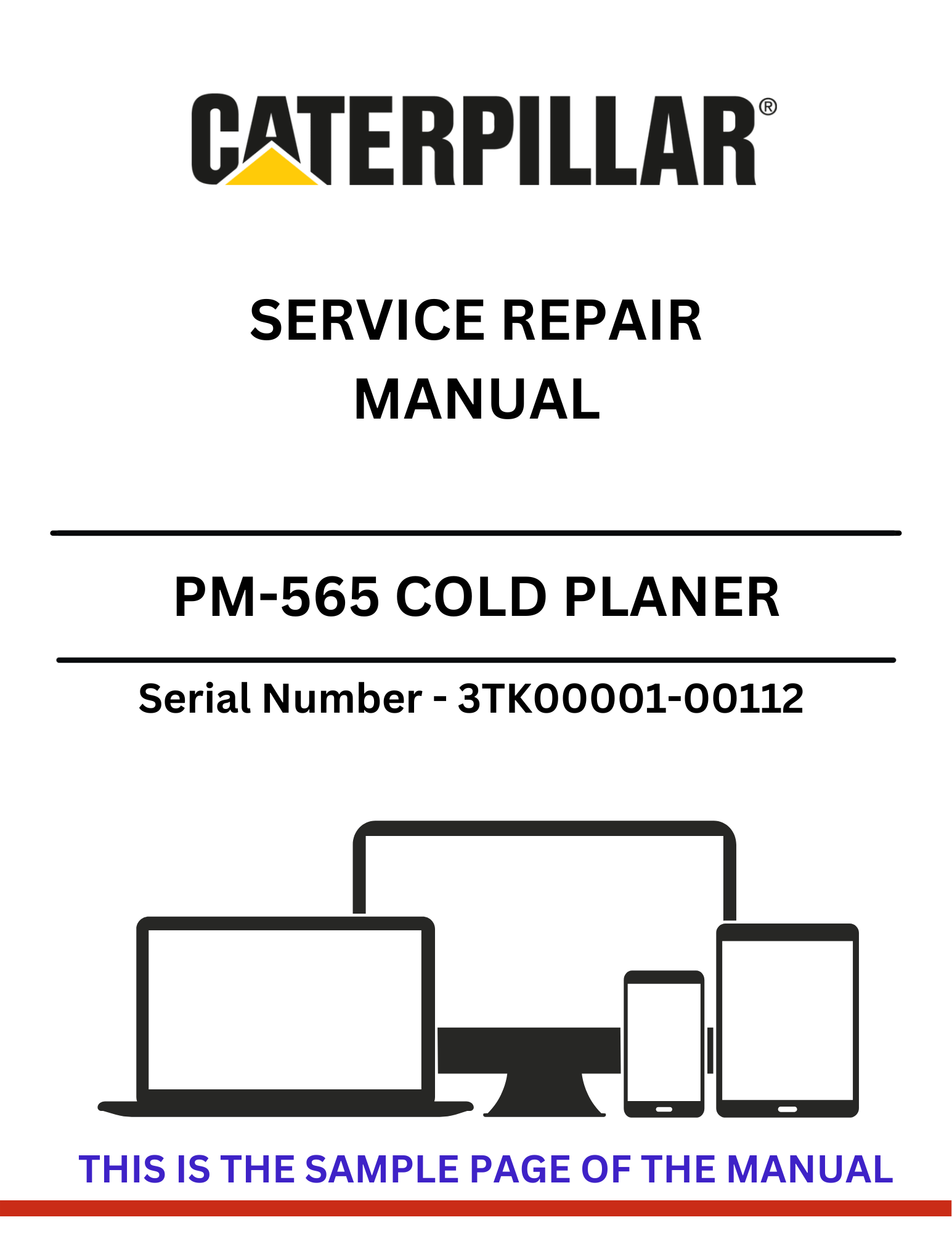 Discover the comprehensive service repair manual for the CAT PM-565 Cold Planer, featuring detailed guidance for S/N 3TK00001-00112 powered by the 3408 engine.