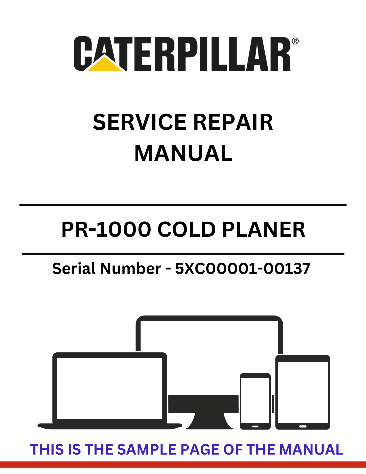 Discover the CAT PR-1000 Cold Planer Service Repair Manual for S/N 5XC00001-00137. Access detailed repair instructions and maintenance tips for optimal performance.