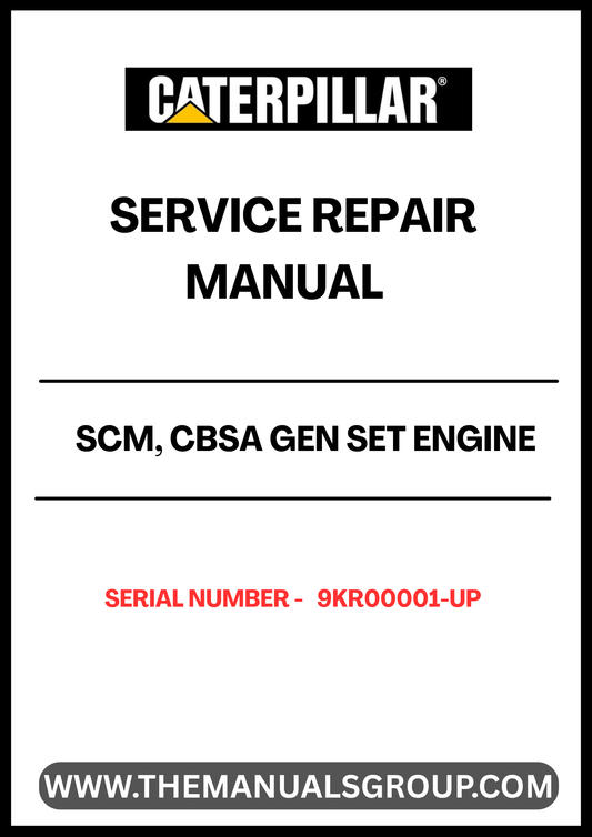  Enhance your maintenance capabilities with the CAT SCM, CBSA Gen Set Engine Service Repair Manual, specifically designed for serial numbers 9KR00001 and up. This comprehensive guide provides detailed instructions and insights, ensuring you have the knowledge needed to perform effective repairs and servicing on your engine.