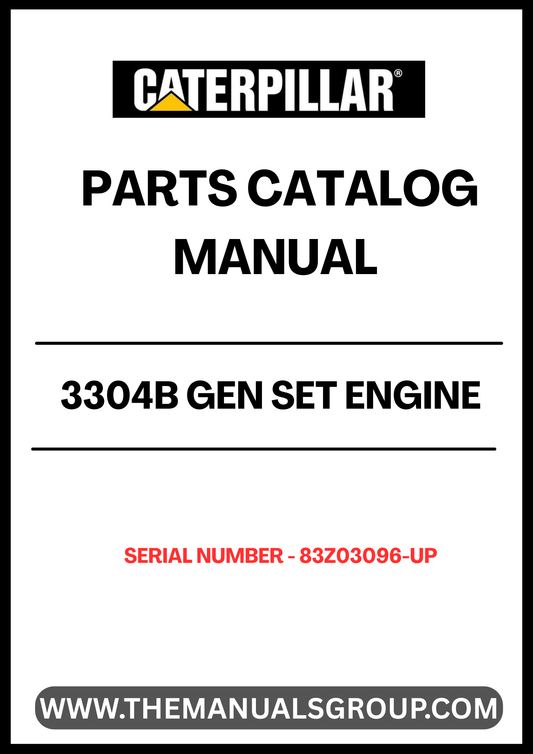 Discover the essential CAT 3304B Gen Set Engine Parts Catalog Manual, specifically designed for serial numbers 83Z03096 and up. This comprehensive manual is your go-to resource for identifying and sourcing the right parts for your engine, ensuring optimal performance and longevity.