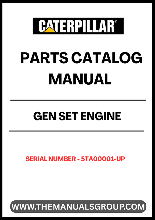 Discover the ultimate resource for maintaining and repairing your CAT GEN SET with the Engine Parts Catalog Manual, specifically designed for serial numbers 5TA00001 and up. This comprehensive manual provides detailed diagrams and specifications, ensuring you have all the information needed to identify and source the right parts for your generator set.