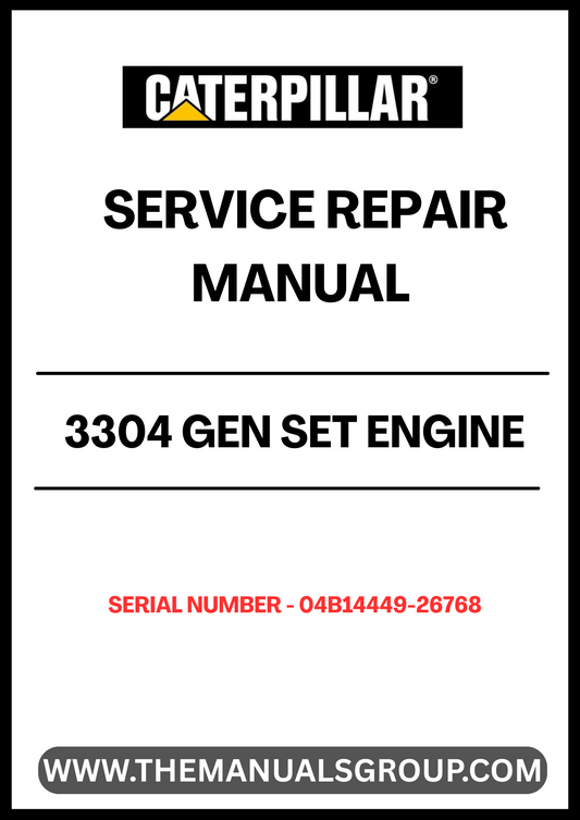  Ensure your CAT 3304 Gen Set Engine operates at peak performance with our comprehensive Service Repair Manual, specifically designed for serial numbers 04B14449-26768. This manual is an essential resource for technicians and DIY enthusiasts alike, providing detailed instructions and insights for effective maintenance and repair.