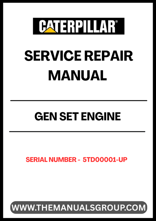 Ensure your CAT Gen Set engine operates at peak performance with our comprehensive Service Repair Manual, specifically designed for serial numbers 5TD00001 and up. This manual is an essential resource for technicians and DIY enthusiasts alike, providing detailed instructions and insights into maintenance and repair procedures.