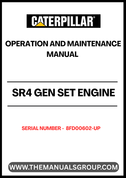 Enhance the performance and longevity of your CAT SR4 Gen Set Engine with the comprehensive Operation and Maintenance Manual, specifically designed for serial number 8FD00602-UP. This essential guide provides detailed instructions and insights to ensure optimal operation, making it an invaluable resource for both seasoned professionals and new operators.