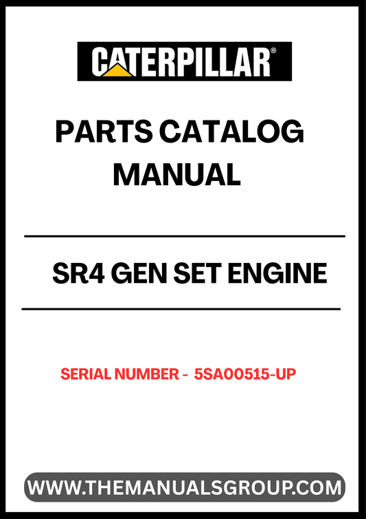 Discover the essential CAT SR4 Gen Set Engine Parts Catalog Manual, specifically designed for serial numbers 5SA00515 and up. This comprehensive manual serves as your go-to resource for identifying and sourcing the right parts for your engine, ensuring optimal performance and longevity.