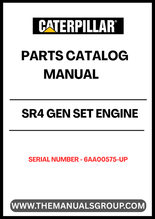 Discover the essential CAT SR4 Gen Set Engine Parts Catalog Manual, specifically designed for serial numbers 6AA00575 and up. This comprehensive manual serves as a vital resource for technicians and engineers, providing detailed diagrams, part numbers, and specifications to ensure accurate repairs and maintenance of your engine.