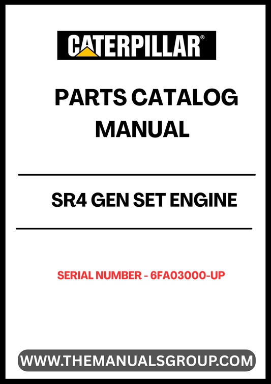 Discover the essential CAT SR4 Gen Set Engine Parts Catalog Manual, specifically designed for serial numbers 6FA03000 and up. This comprehensive manual serves as a vital resource for technicians and engineers, providing detailed information on parts, specifications, and maintenance procedures to ensure optimal performance of your engine.
