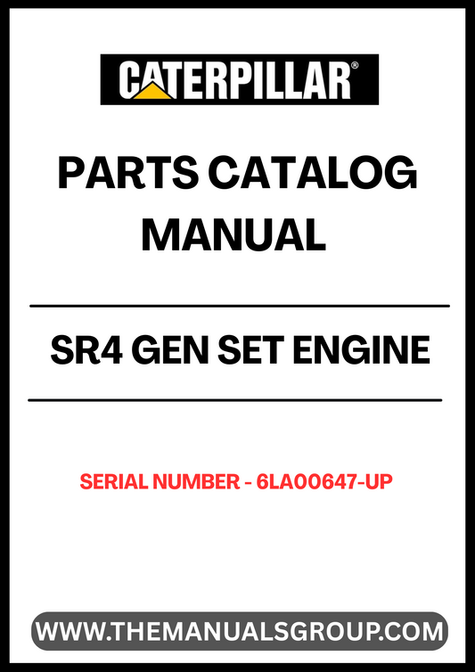 Discover the essential CAT SR4 Gen Set Engine Parts Catalog Manual, specifically designed for serial numbers 6LA00647 and up. This comprehensive manual serves as a vital resource for technicians and engineers, providing detailed information on parts, specifications, and maintenance procedures to ensure optimal performance of your engine.