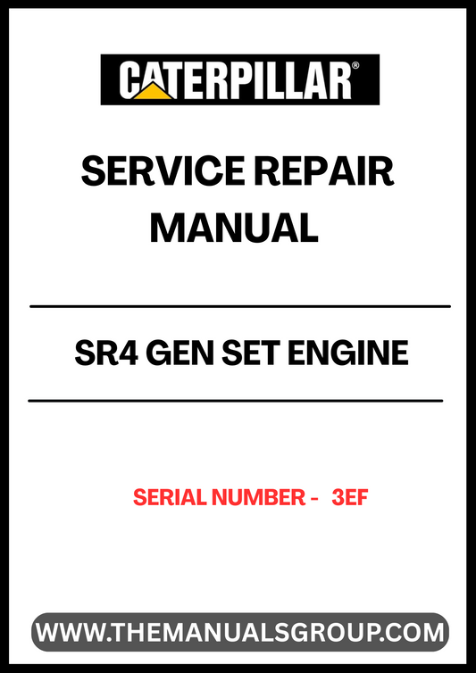 Ensure your CAT SR4 Gen Set Engine operates at peak performance with our comprehensive Service Repair Manual, specifically designed for serial number 3EF. This manual is an essential resource for technicians and DIY enthusiasts alike, providing detailed instructions and insights into maintenance and repair procedures.