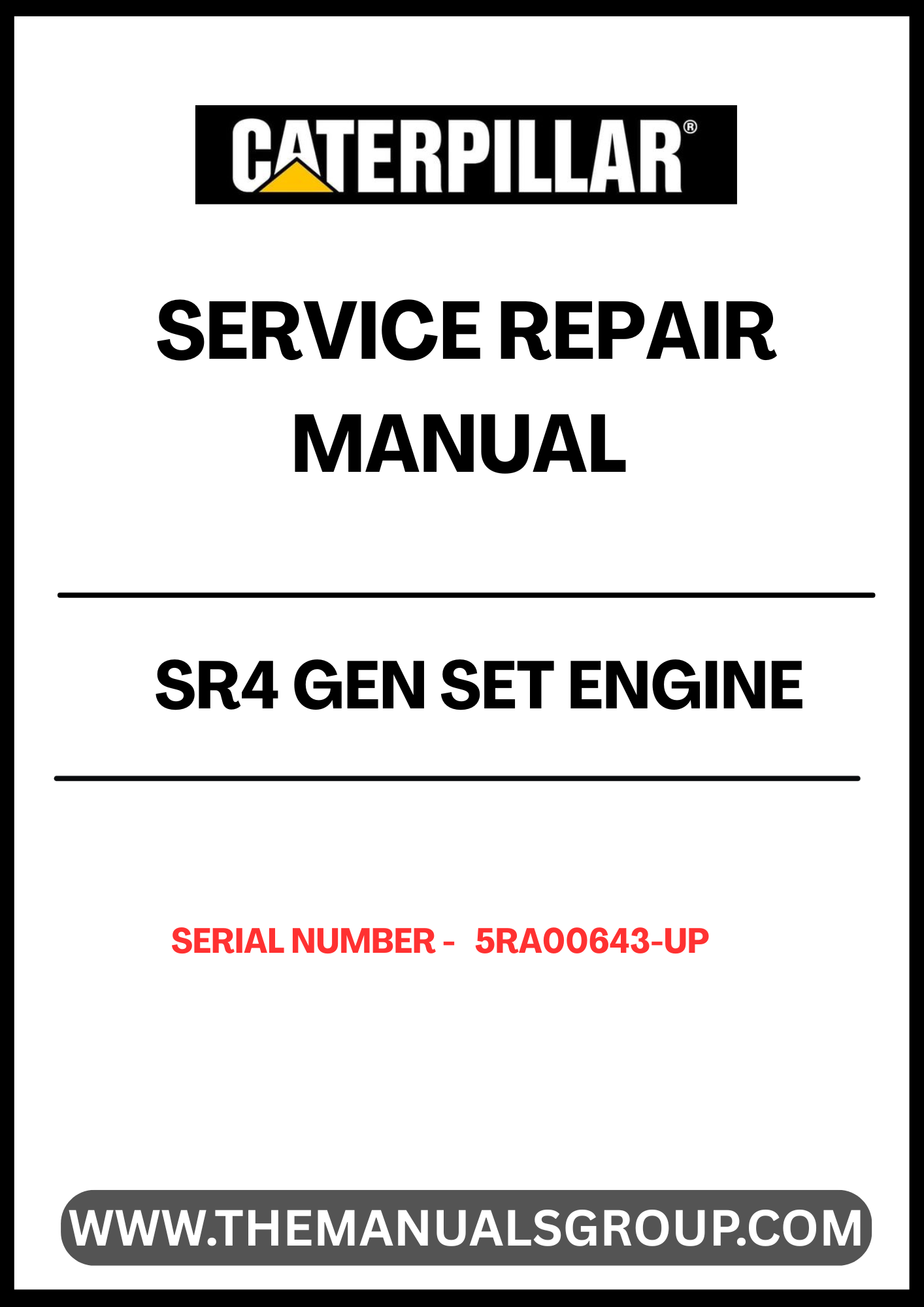 Ensure your CAT SR4 Gen Set engine operates at peak performance with our comprehensive Service Repair Manual, specifically designed for serial numbers 5RA00643 and up. This manual is an essential resource for technicians and DIY enthusiasts alike, providing detailed instructions and insights to facilitate effective maintenance and repair.