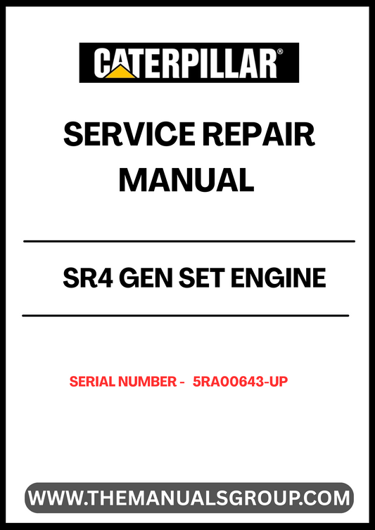 Ensure your CAT SR4 Gen Set engine operates at peak performance with our comprehensive Service Repair Manual, specifically designed for serial numbers 5RA00643 and up. This manual is an essential resource for technicians and DIY enthusiasts alike, providing detailed instructions and insights to facilitate effective maintenance and repair.