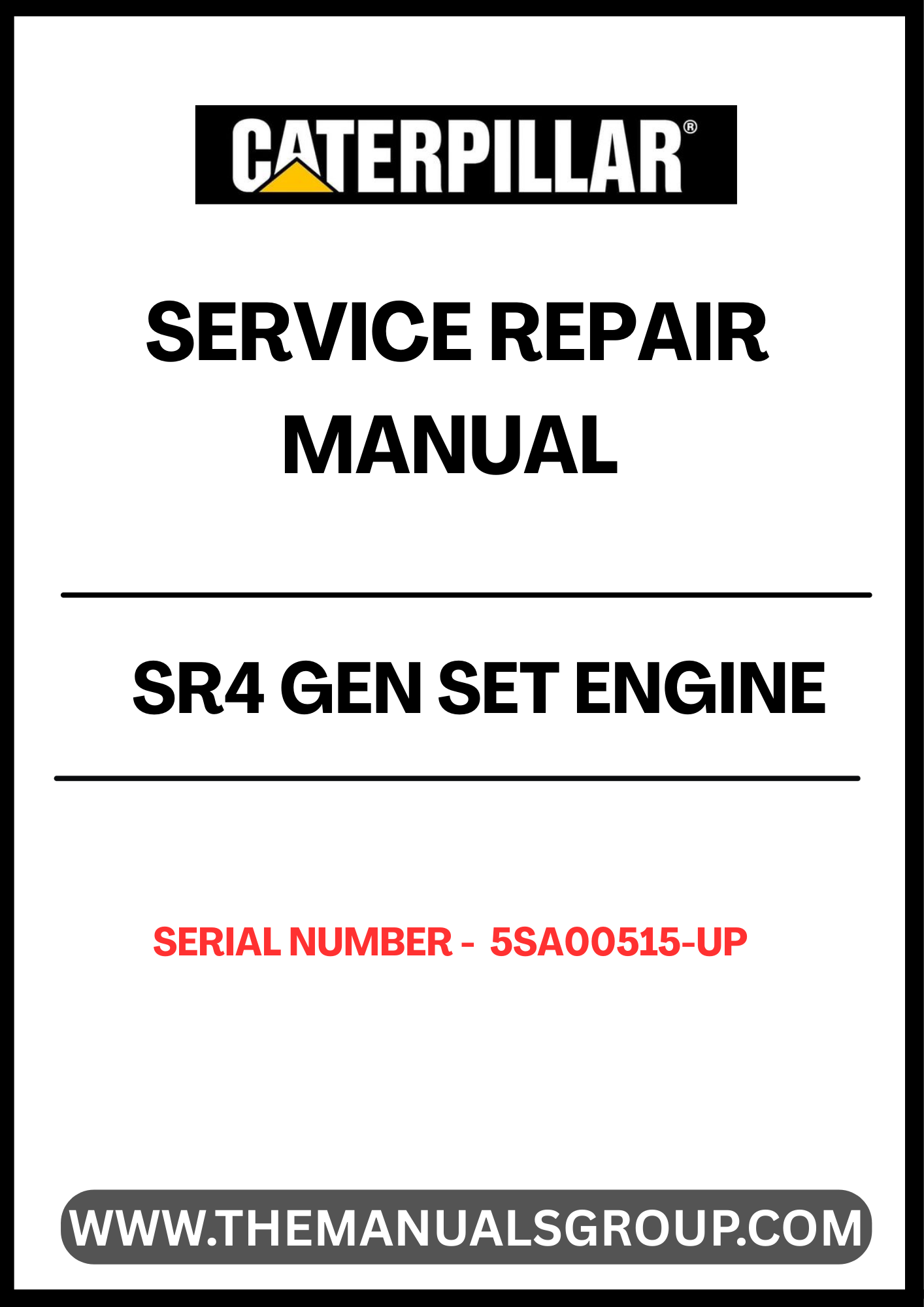 . Ensure your CAT SR4 Gen Set engine operates at peak performance with our comprehensive Service Repair Manual, specifically designed for serial numbers 5SA00515 and up. This manual is an essential resource for technicians and DIY enthusiasts alike, providing detailed instructions and insights for effective maintenance and repair.