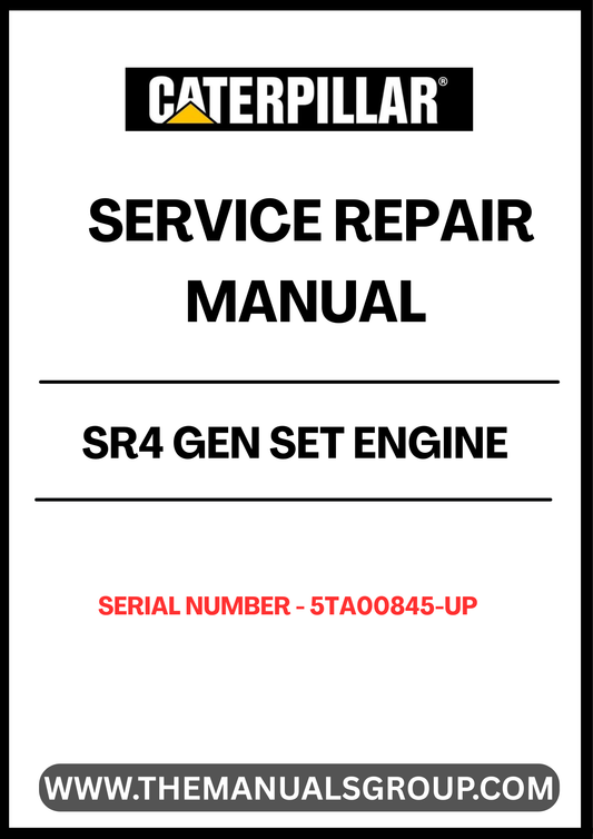 Ensure your CAT SR4 Gen Set engine operates at peak performance with our comprehensive Service Repair Manual, specifically designed for serial numbers 5TA00845 and up. This manual is an essential resource for technicians and DIY enthusiasts alike, providing detailed instructions and insights to facilitate effective maintenance and repair.