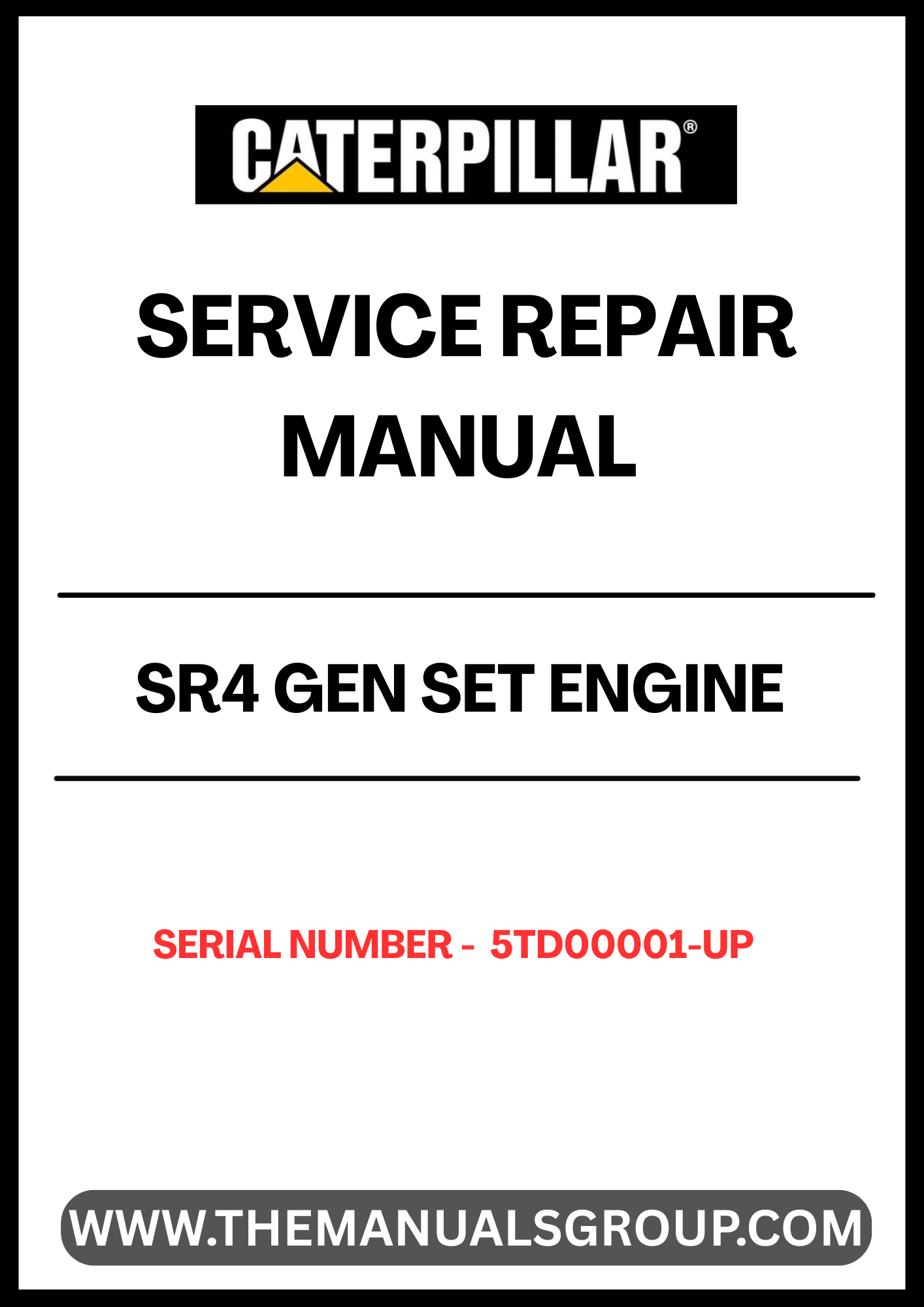 Ensure your CAT SR4 Gen Set engine operates at peak performance with the comprehensive Service Repair Manual, specifically designed for serial numbers 5TD00001 and up. This manual is an essential resource for technicians and DIY enthusiasts alike, providing detailed instructions and insights into maintenance, troubleshooting, and repair procedures.