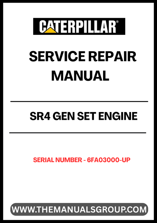  Ensure your CAT SR4 Gen Set Engine operates at peak performance with our comprehensive Service Repair Manual, specifically designed for serial numbers 6FA03000 and up. This manual is an essential resource for technicians and DIY enthusiasts alike, providing detailed instructions and insights into maintenance and repair procedures.