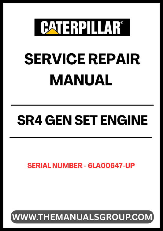 Ensure your CAT SR4 Gen Set Engine operates at peak performance with our comprehensive Service Repair Manual, specifically designed for serial numbers 6LA00647 and up. This manual is an essential resource for technicians and DIY enthusiasts alike, providing detailed instructions and insights into maintenance and repair procedures.
