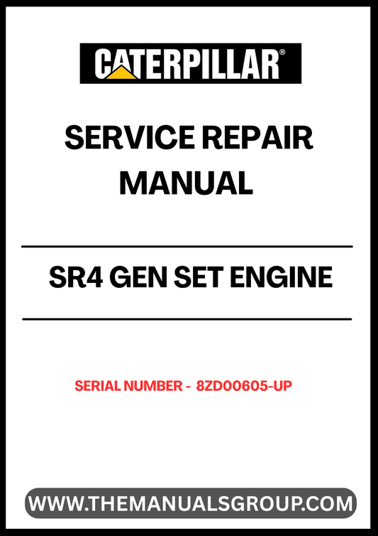 Discover the essential CAT SR4 Gen Set Engine Service Repair Manual, specifically designed for serial numbers 8ZD00605 and up. This comprehensive guide is an invaluable resource for technicians and DIY enthusiasts alike, providing detailed instructions and insights to ensure optimal performance and longevity of your engine.