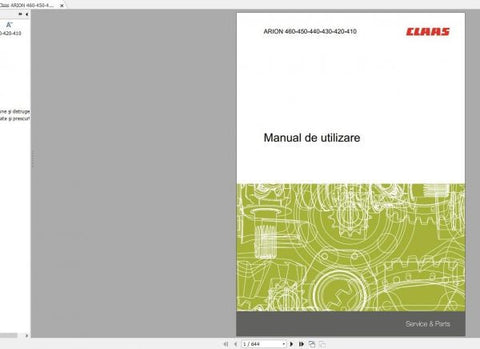 Unlock the full potential of your CLAAS ARION series tractors with our comprehensive user manual, available in a convenient PDF format. This essential guide covers models 460, 450, 440, 430, 420, and 410, ensuring you have all the information you need at your fingertips.
