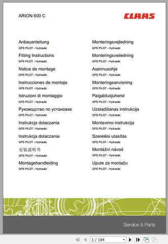 Discover the essential CLAAS ARION 600 C Fitting Instruction Manual, now available in a convenient PDF format. This comprehensive guide is designed to provide you with all the necessary information to ensure proper installation and maintenance of your equipment, enhancing its performance and longevity