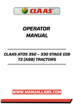 Discover the essential CLAAS ATOS 350 – 330 STAGE IIIB T2 (A99) Tractors Operator Manual, now available in a convenient PDF format. This comprehensive guide is designed to enhance your understanding and operation of your tractor, ensuring optimal performance and longevity.