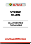 Enhance your operational efficiency with the CLAAS AVERO 240 (561) Combine Operator Manual, now available in a convenient PDF format. This comprehensive guide is designed to provide you with essential information and insights to maximize the performance of your combine harvester.