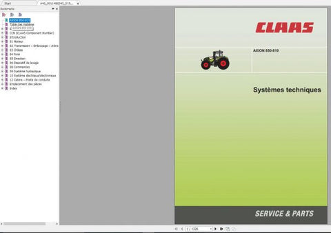 Discover the ultimate resource for your CLAAS AXION 850, 840, 830, and 810 tractors with our comprehensive Technical System Service Manual in PDF format. This essential guide is designed to provide you with detailed insights into the technical specifications, maintenance procedures, and troubleshooting tips necessary to keep your machinery running smoothly