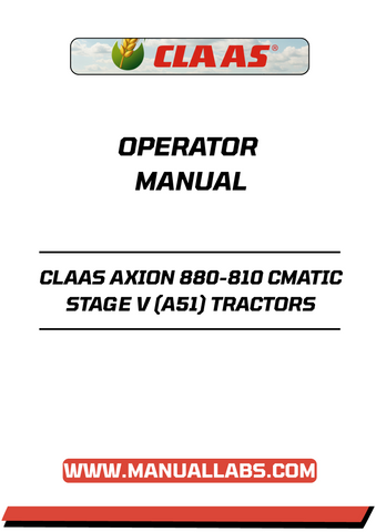 Unlock the full potential of your CLAAS AXION 880-810 CMATIC STAGE V tractor with our comprehensive operator manual in PDF format. This essential guide provides detailed insights into the features and functionalities of your machine, ensuring you can operate it efficiently and effectively