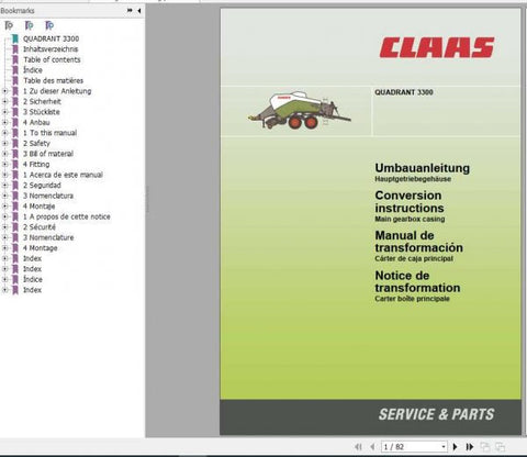 Unlock the full potential of your CLAAS Quadrant 3300 baler with our comprehensive Conversion Instructions Manual in PDF format. This essential guide provides step-by-step instructions
