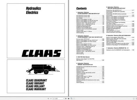 Unlock the full potential of your CLAAS balers with the comprehensive Technical System Manual for the Quadrant, Variant, Rollant, and Markant models. This PDF file serves as