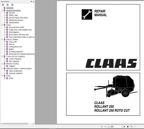 Enhance your maintenance routine with the CLAAS BALERS ROLLANT 250 and ROLLANT 250 ROTO CUT Repair