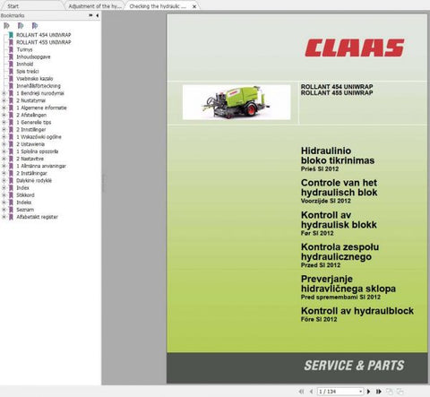 Enhance your operational efficiency with the CLAAS BALERS ROLLANT 454 UNIWRAP and ROLLANT 455 UNIWRAP Service & Parts Manual. This comprehensive PDF