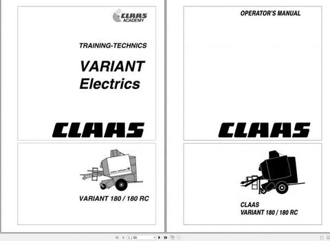 Enhance your operational efficiency with the CLAAS BALERS VARIANT 180 and 180RC Electrics System Operator’s Manual. This comprehensive PDF file serves as an essential guide 