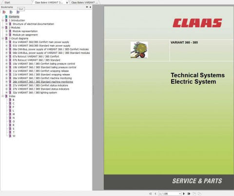 Discover the ultimate resource for your CLAAS BALERS VARIANT 360 – 385 with our comprehensive Technical System Manual in PDF format. This essential guide provides detailed insights