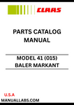 Discover the essential CLAAS Baler Markant 41 Parts Catalogue Manual, specifically designed for serial numbers 01500011 to 01599999. This comprehensive guide provides detailed information on all parts, ensuring you have the right components for maintenance and repairs.