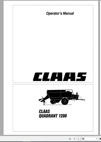 Discover the essential CLAAS Baler Quadrant 1200 Operator’s Manual, now available in a convenient PDF format. This comprehensive guide is designed to enhance your understanding and operation of the Quadrant 1200, ensuring you get the most out of your baler.