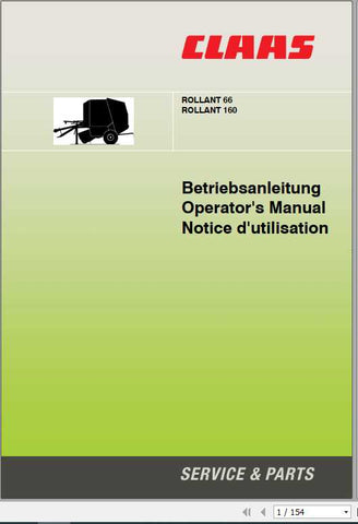 Discover the essential CLAAS Baler Rollant 66 160 Operator’s Manual, now available in a convenient PDF format. This comprehensive guide is designed to enhance your understanding