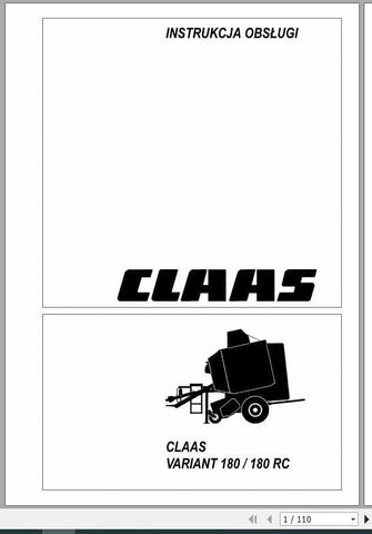 Discover the essential CLAAS Baler Variant 180 and 180 RC Operator’s Manual, now available in a convenient PDF format. This comprehensive guide is designed to enhance your understanding