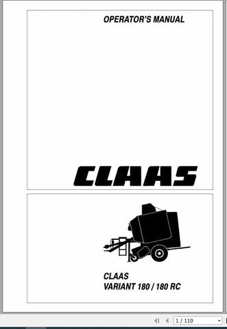 Discover the essential CLAAS Baler Variant 180 and 180 RC Operator’s Manual, now available in a convenient PDF format. This comprehensive guide is designed to enhance