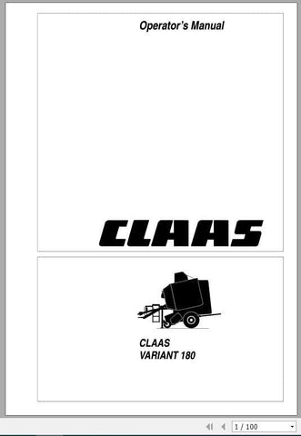 Discover the essential CLAAS Baler Variant 180 Operator’s Manual, now available in a convenient PDF format. This comprehensive guide is designed to enhance your understanding