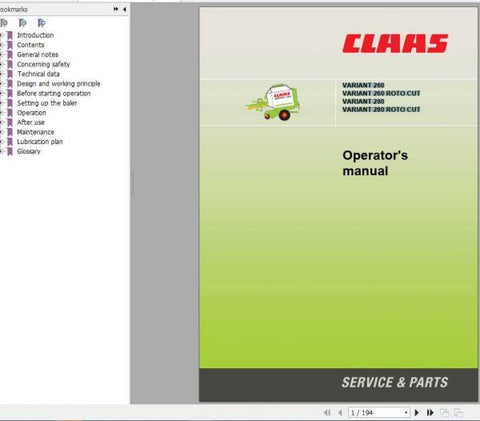 Enhance your farming efficiency with the CLAAS Baler Variant 260 and 280 Operator’s Manual. This comprehensive PDF file is designed to provide you with all the essential information