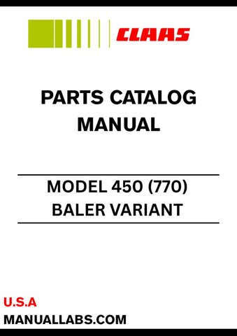 Discover the essential CLAAS Baler Variant 450 Parts Catalogue Manual, specifically designed for serial numbers 77000674 to 77000676. This comprehensive guide provides detailed information on all parts, ensuring you have the right components for maintenance and repairs.