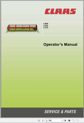 Enhance your operational efficiency with the CLAAS C490, C430, and C370 Operator’s Manual, now available in a convenient PDF format. This comprehensive guide is designed