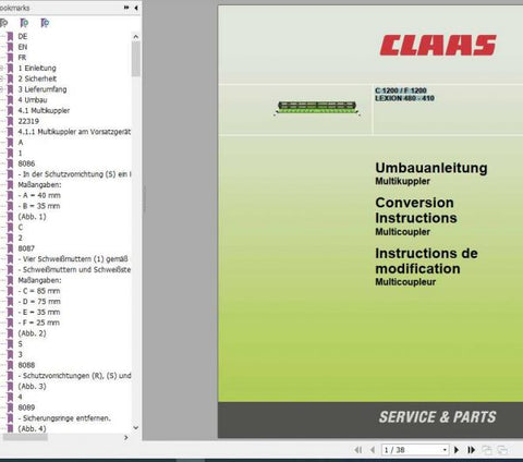 Unlock the full potential of your CLAAS combines with the C1200 F1200 and LEXION 480-410 Conversion Instructions Manual. This comprehensive PDF file provides step-by-step guidance