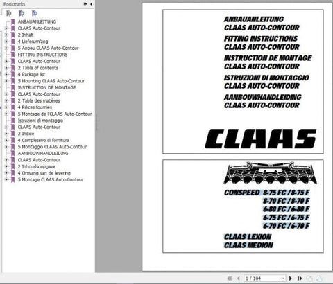 Enhance your farming efficiency with the CLAAS Combines Conspeed Lexion Medion Fitting Instruction Manual, now available as a convenient PDF file. This comprehensive guide is designed to provide you with step-by-step instructions for fitting and maintaining your equipment, ensuring optimal performance during harvest season.
